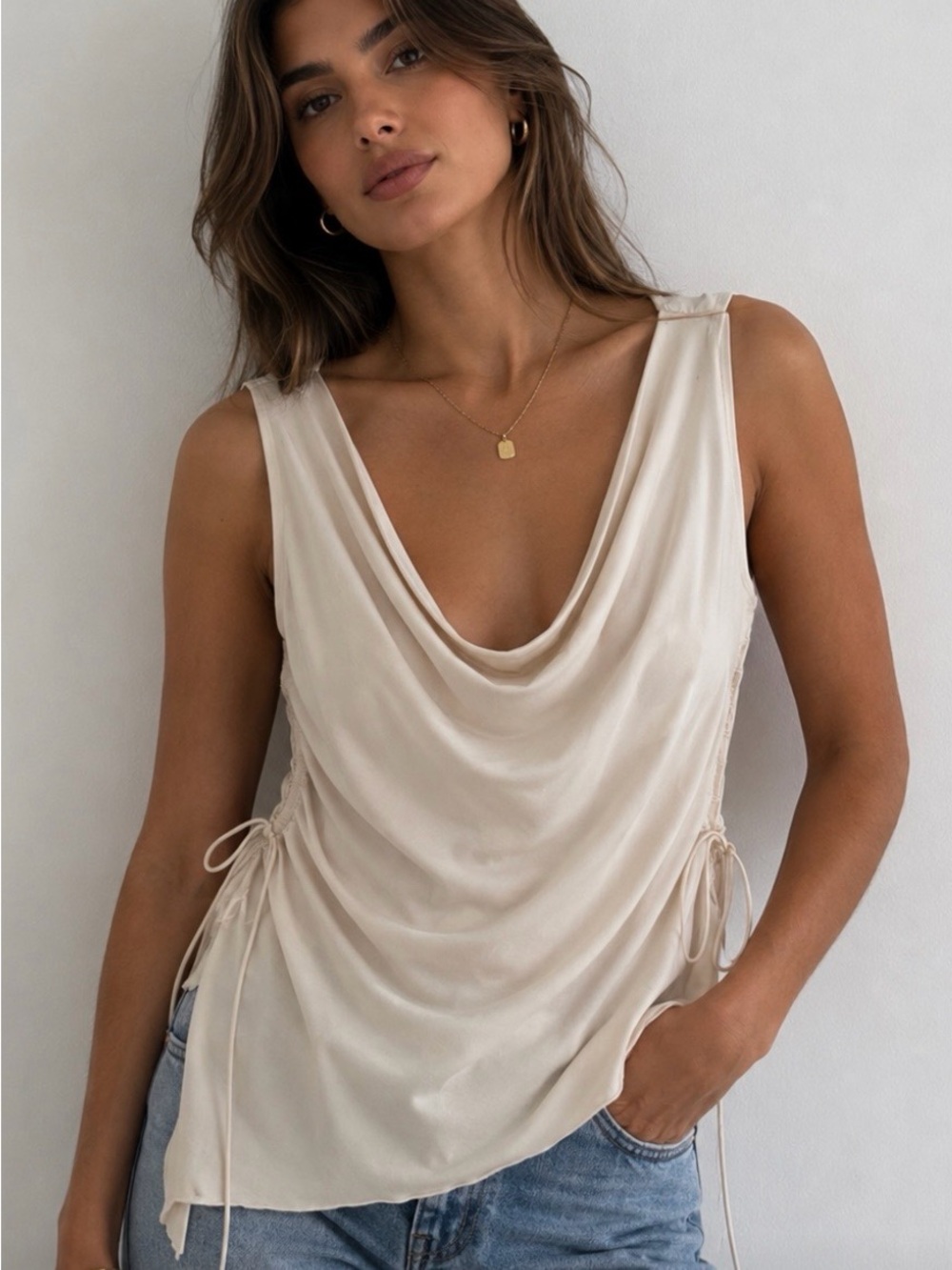 Rue21 Cream Cowl Neck Tank Top